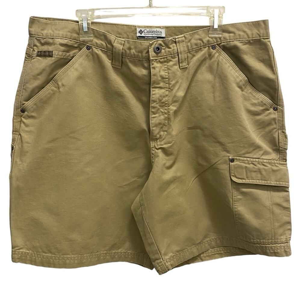 Men's Vintage 90s Columbia Size 40 Cargo Shorts Tanned 100% Cotton 9" Inseam